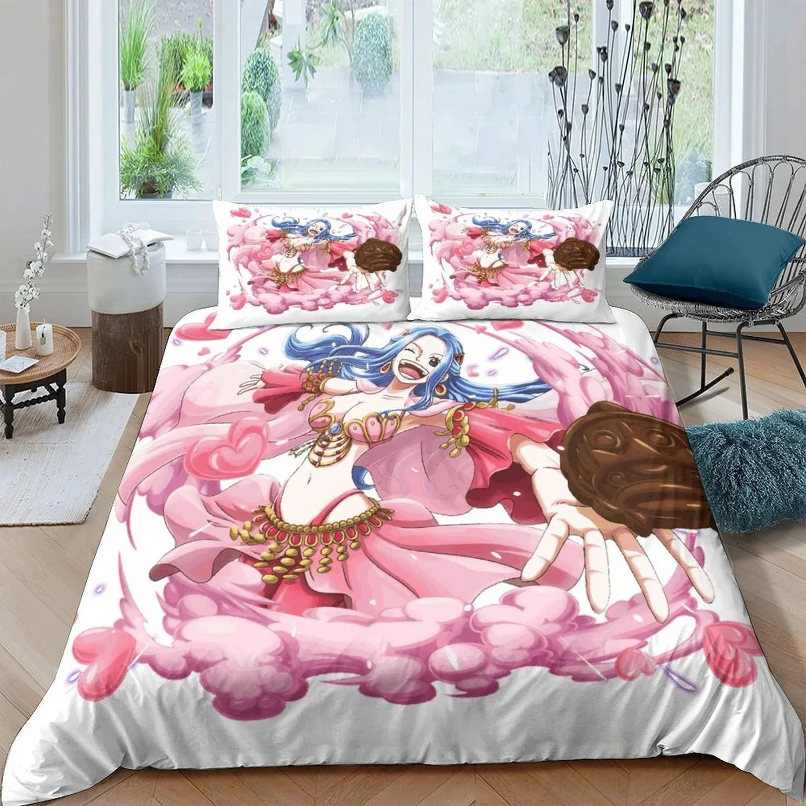 One Piece Pink Hearts Dress Duvet Cover Set - Image 1