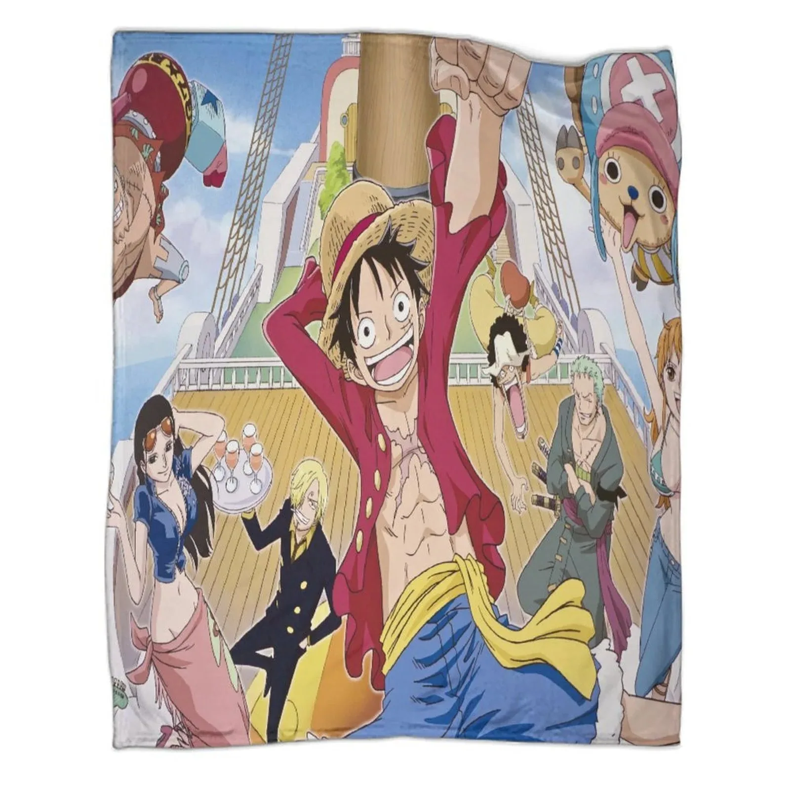 One Piece Ship Deck Crew Fleece Throw Blanket - Image 1