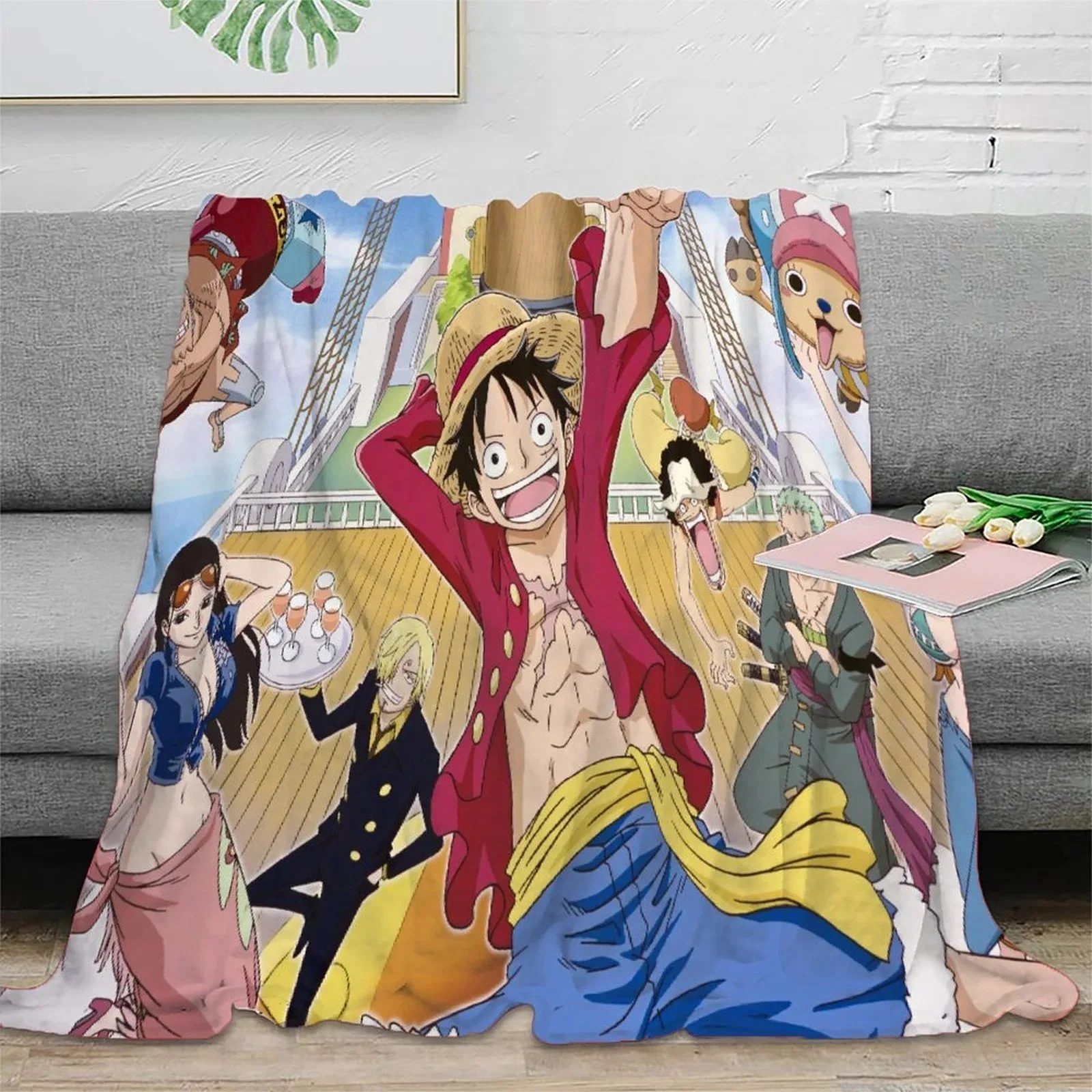One Piece Ship Deck Crew Fleece Throw Blanket - Image 2
