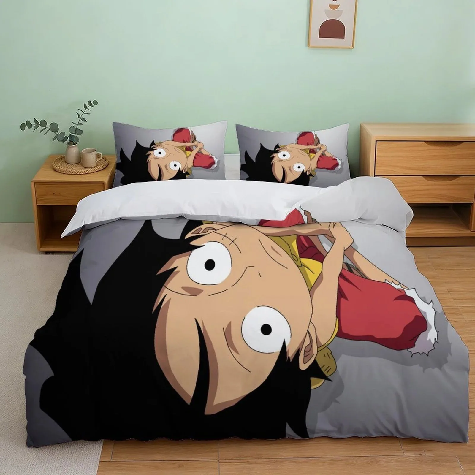 One Piece Luffy Silly Face Monochrome Duvet Cover Set - Image 2