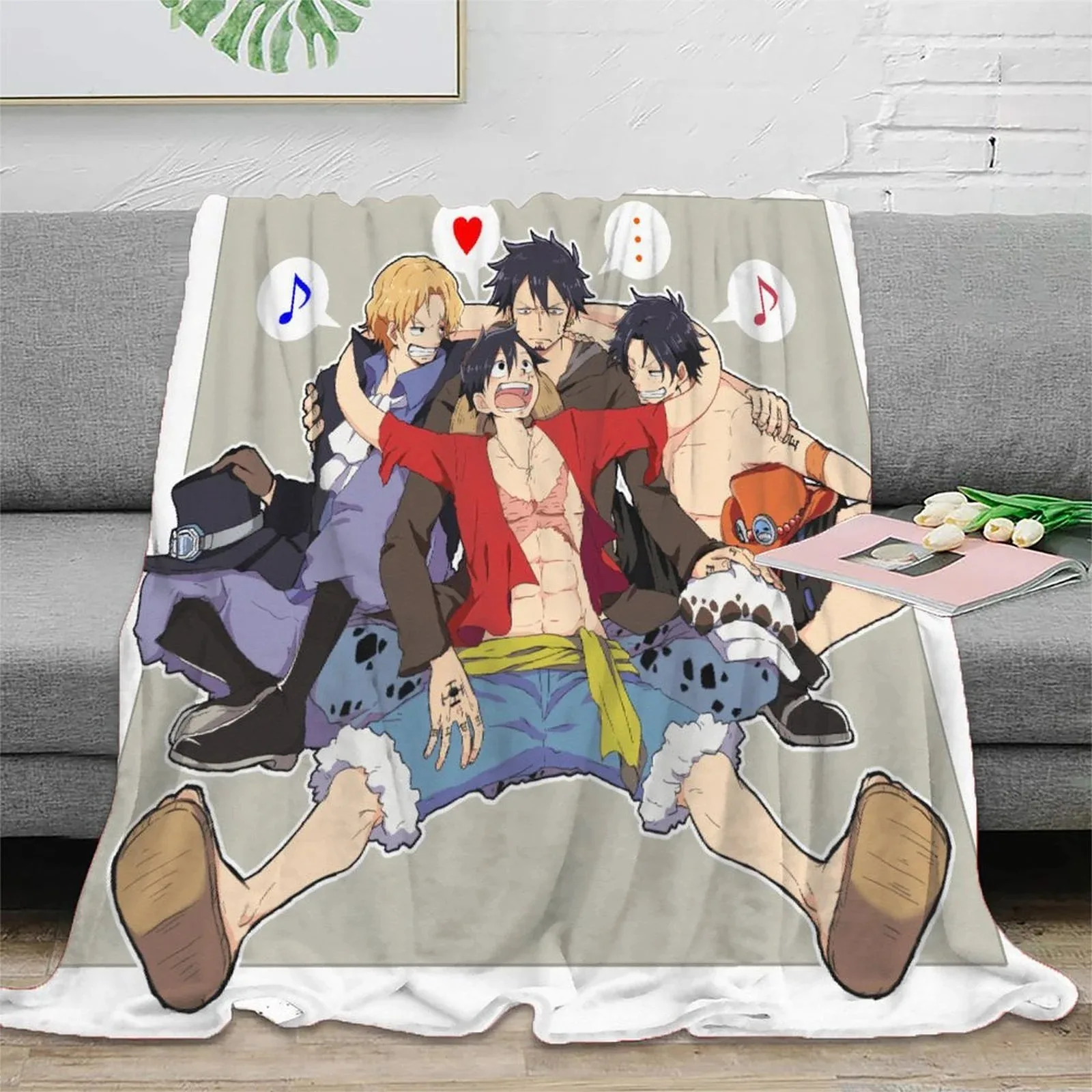 One Piece Three Brothers Tan Fleece Throw Blanket - Image 2