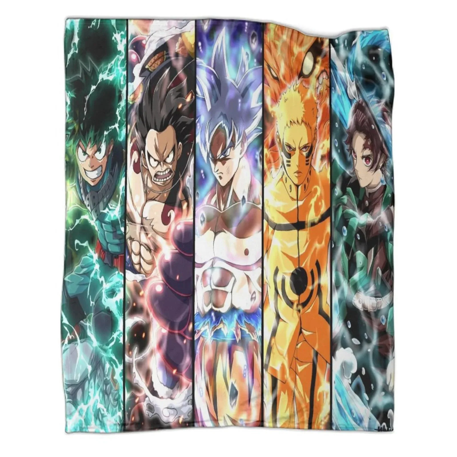 Anime Heroes Panel Stripe Fleece Throw Blanket - Image 1