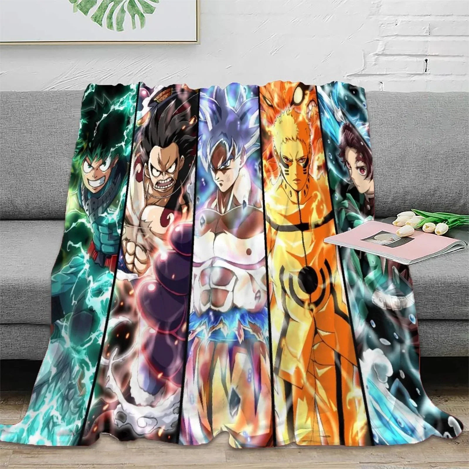 Anime Heroes Panel Stripe Fleece Throw Blanket - Image 2