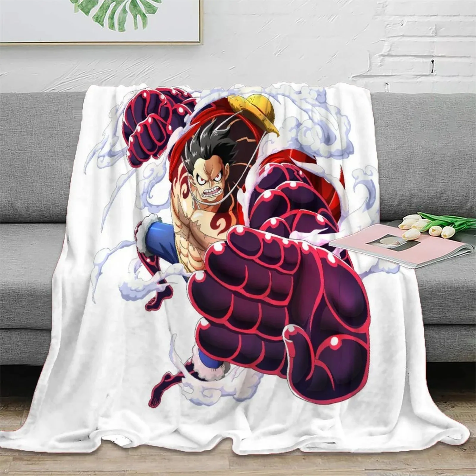 One Piece Gear Fourth White Fleece Throw Blanket - Image 2