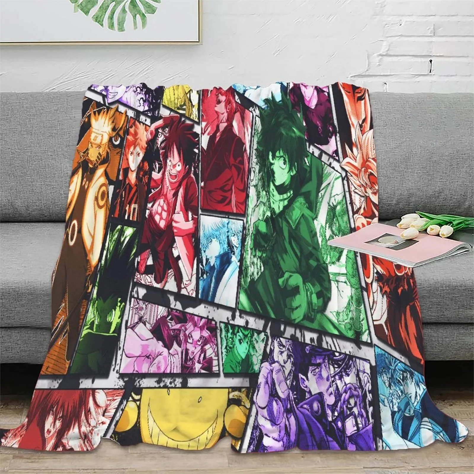 One Piece Comic Panel Grid Fleece Throw Blanket - Image 2