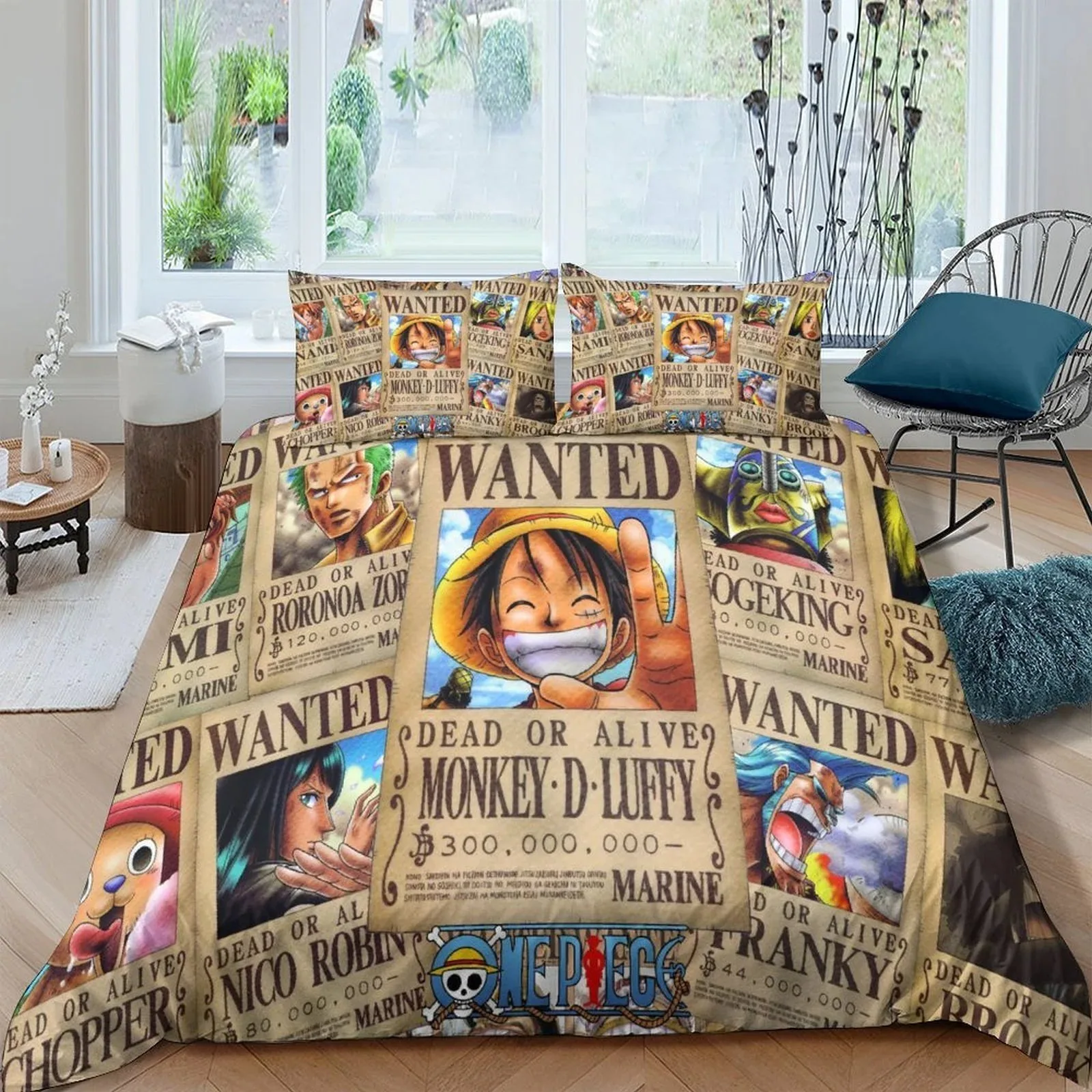 One Piece Wanted Posters Duvet Cover Set - Image 1