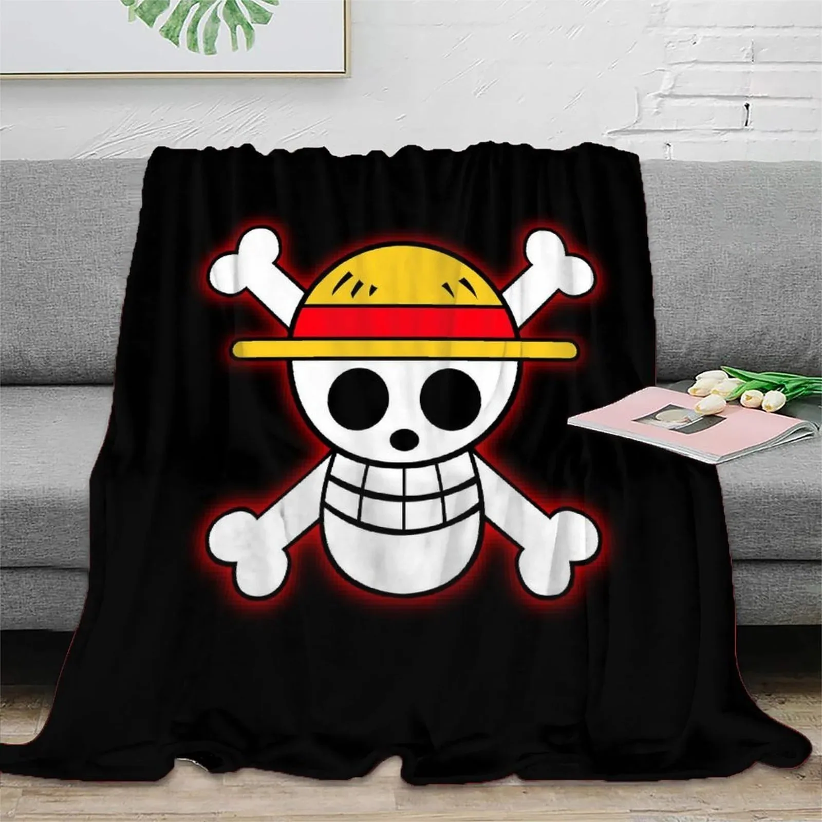 One Piece Glowing Jolly Roger Fleece Throw Blanket - Image 2