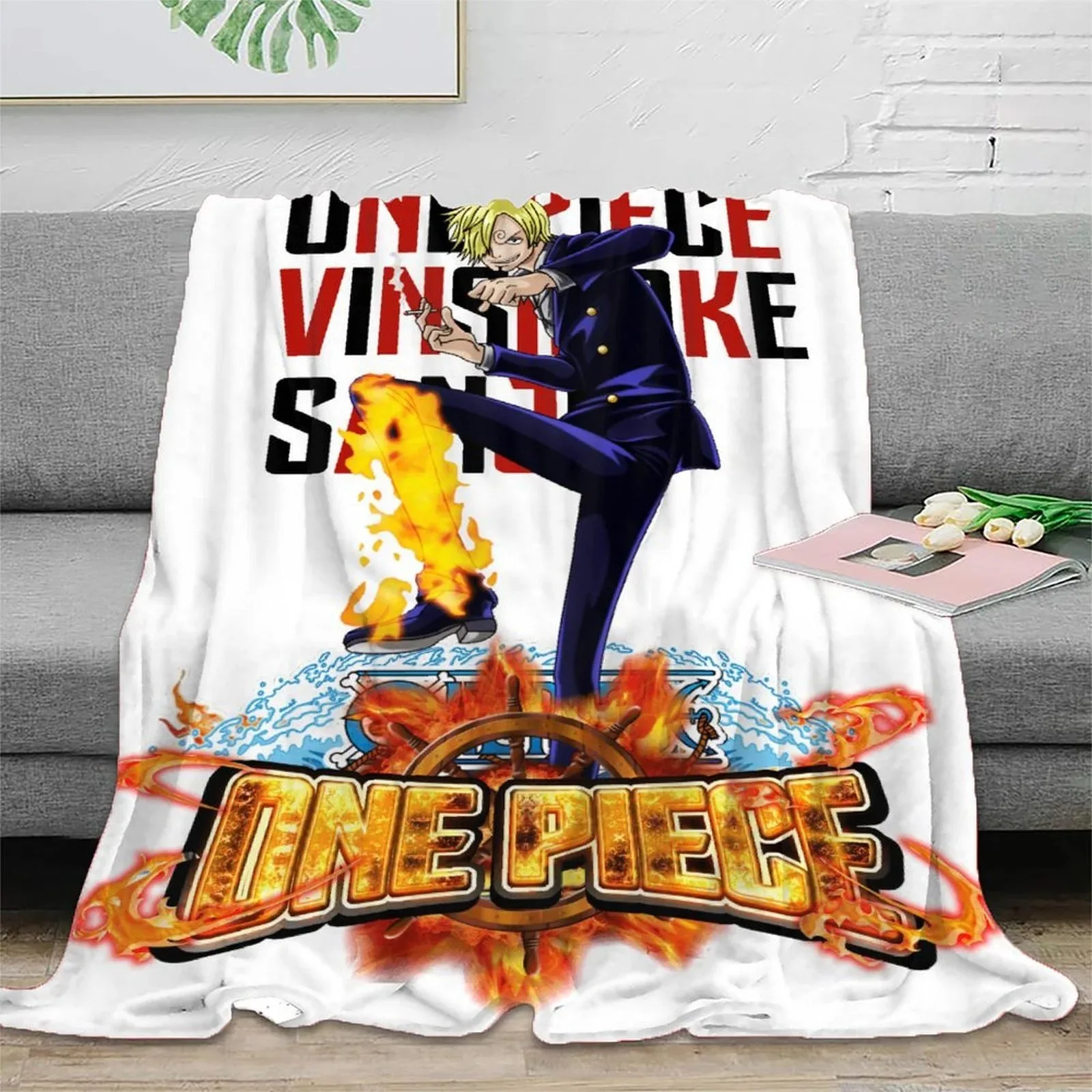 One Piece Sanji Flame Kick Fleece Throw Blanket - Image 2