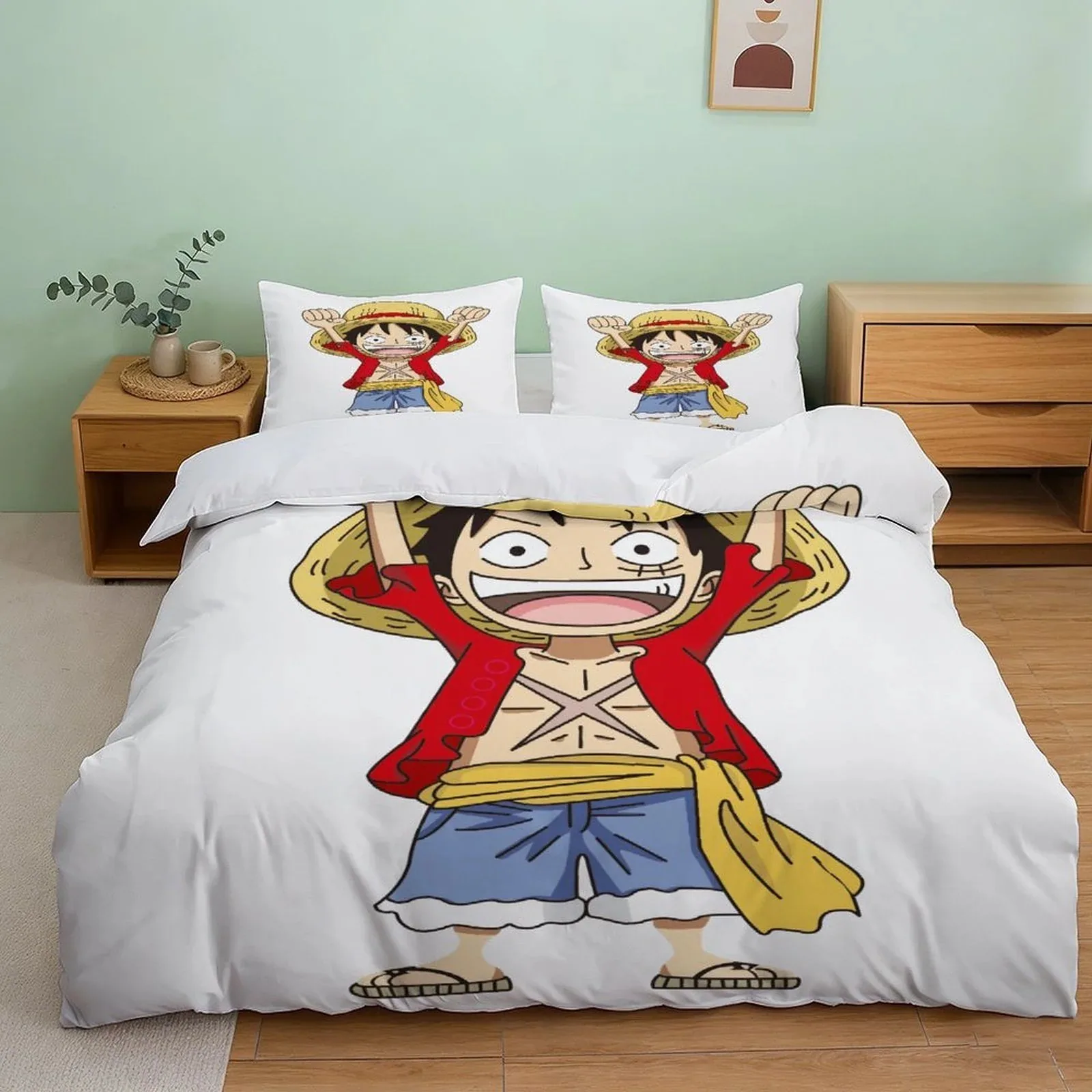 One Piece Chibi Luffy White Duvet Cover Set - Image 2
