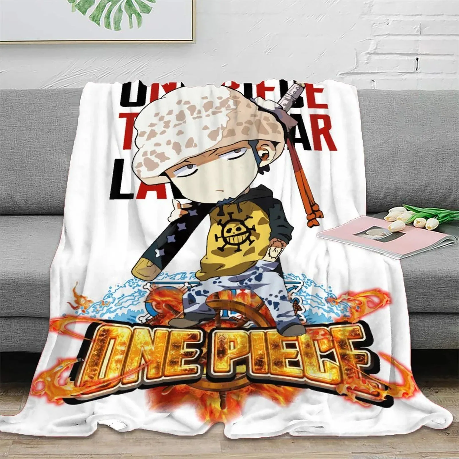 One Piece Trafalgar Law Chibi Fleece Throw Blanket - Image 2