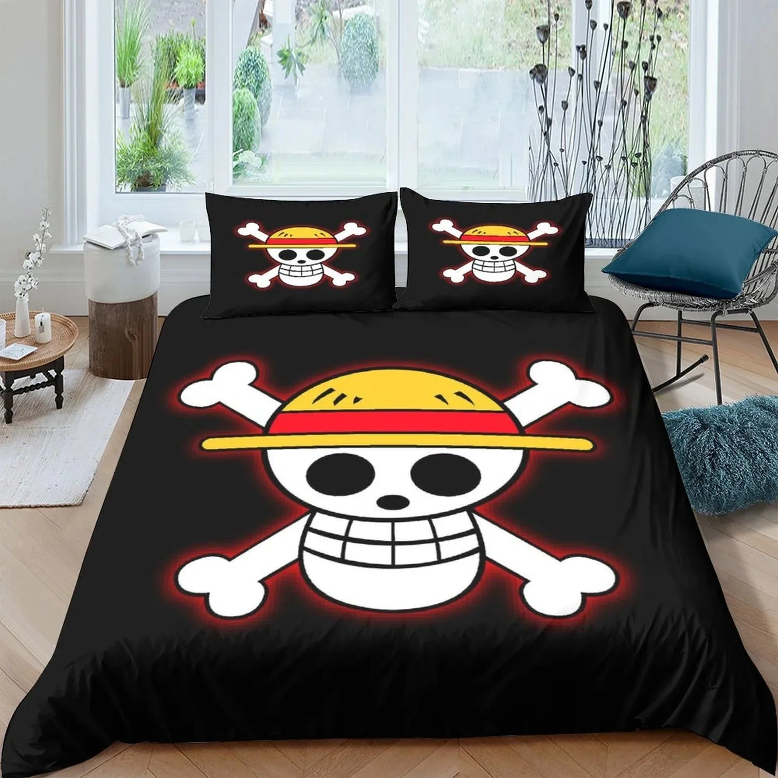 One Piece Glowing Jolly Roger Duvet Cover Set - Image 2