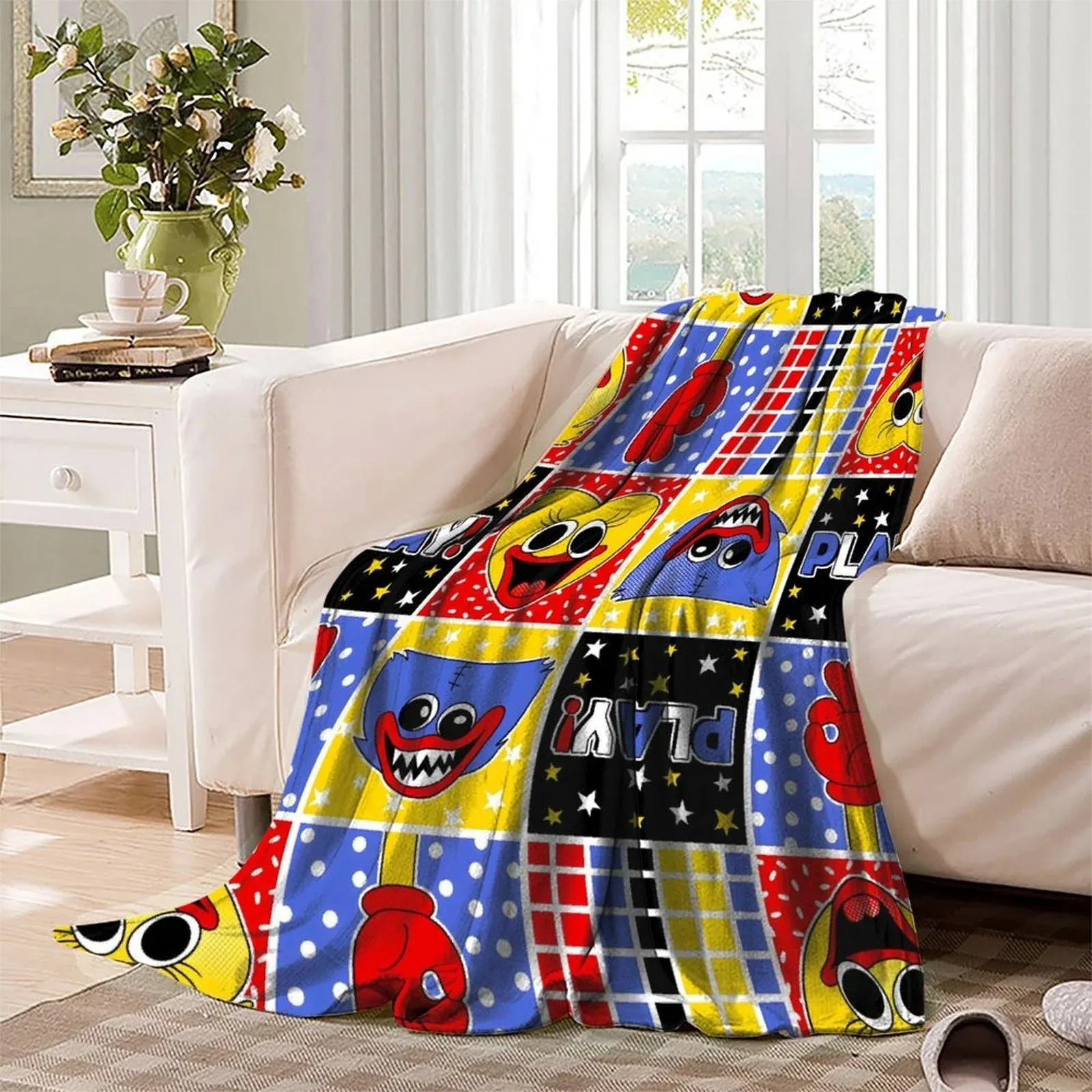 Poppy Playtime Patchwork Bright Fleece Throw Blanket - Image 3