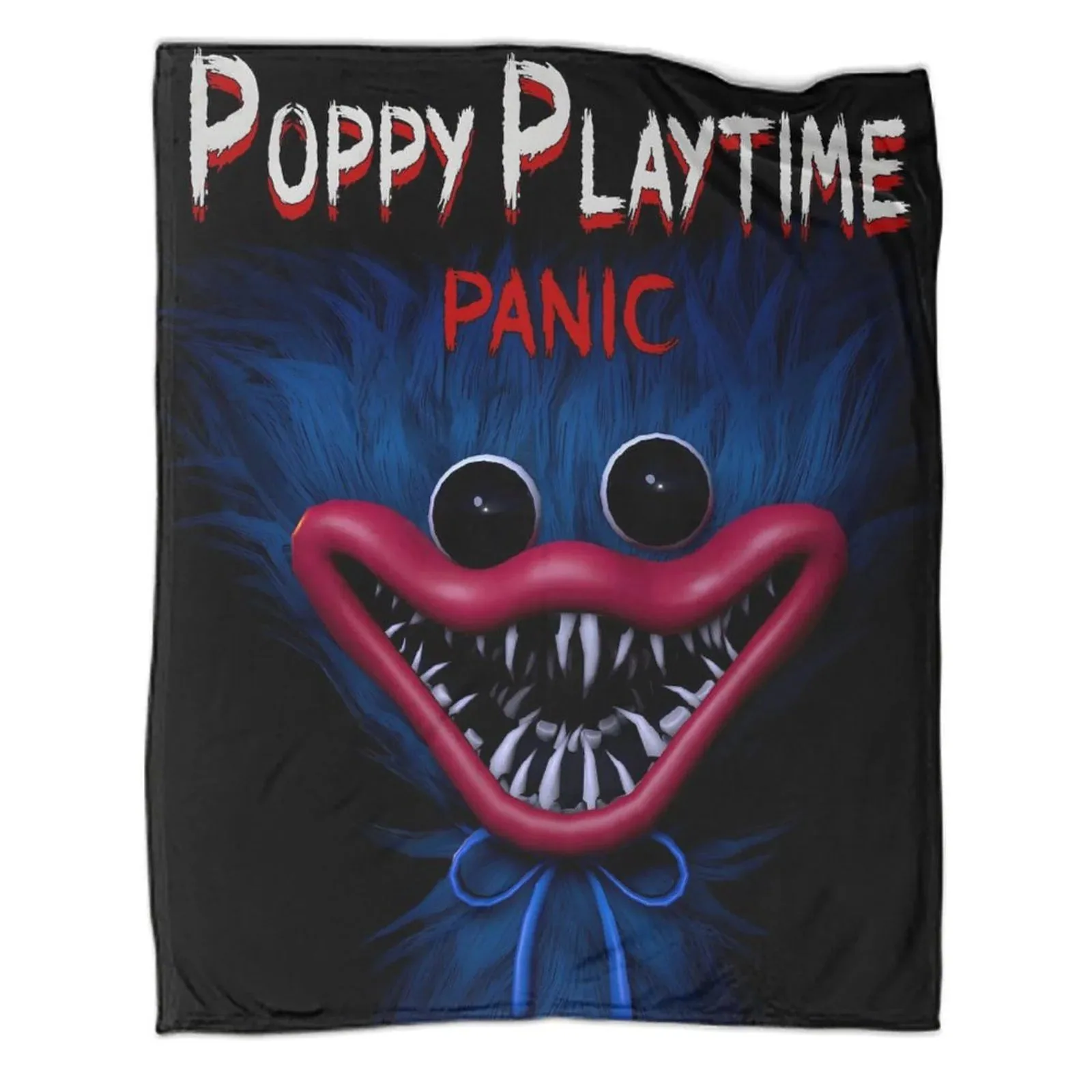 Poppy Playtime Panic Black Logo Fleece Throw Blanket - Image 1