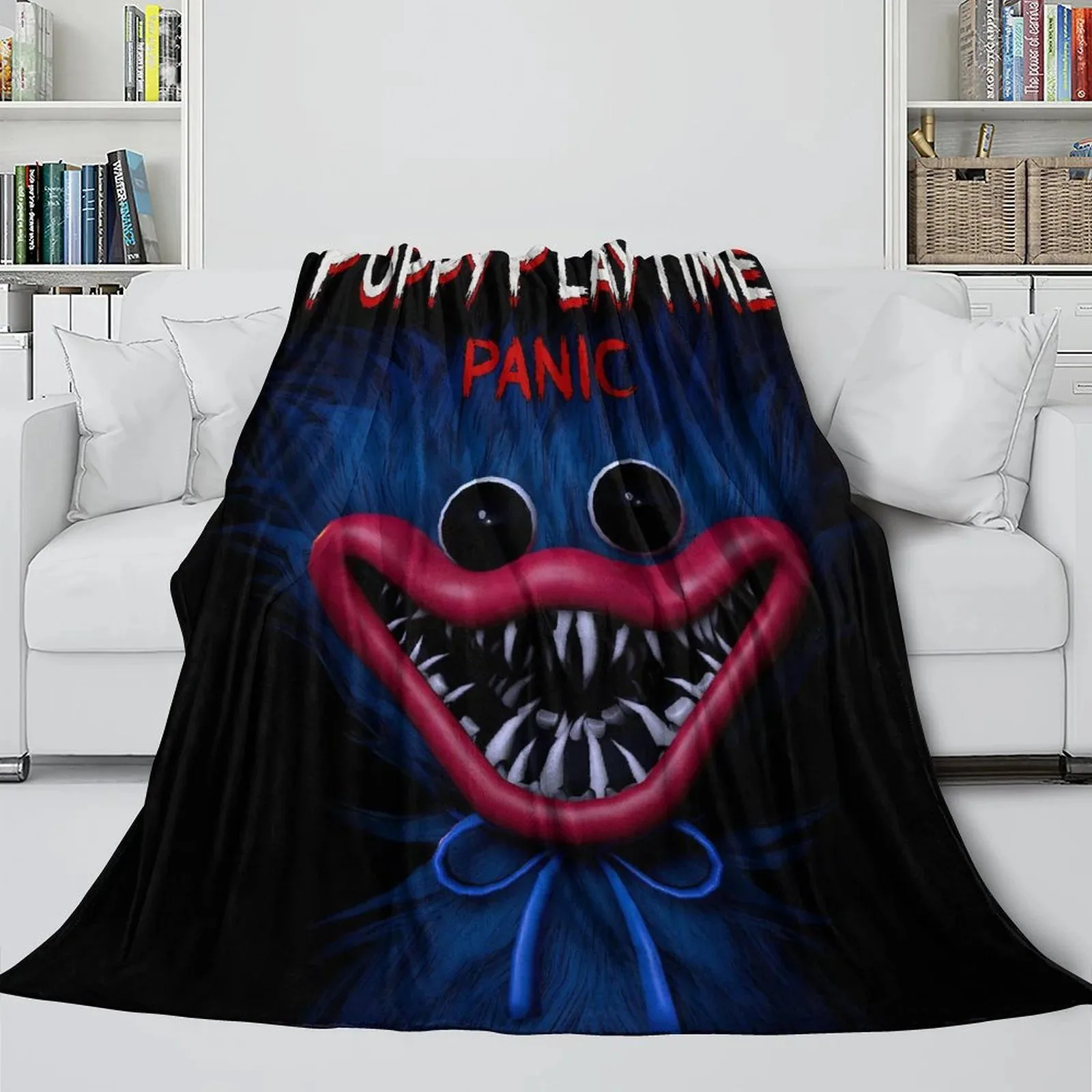 Poppy Playtime Panic Black Logo Fleece Throw Blanket - Image 2