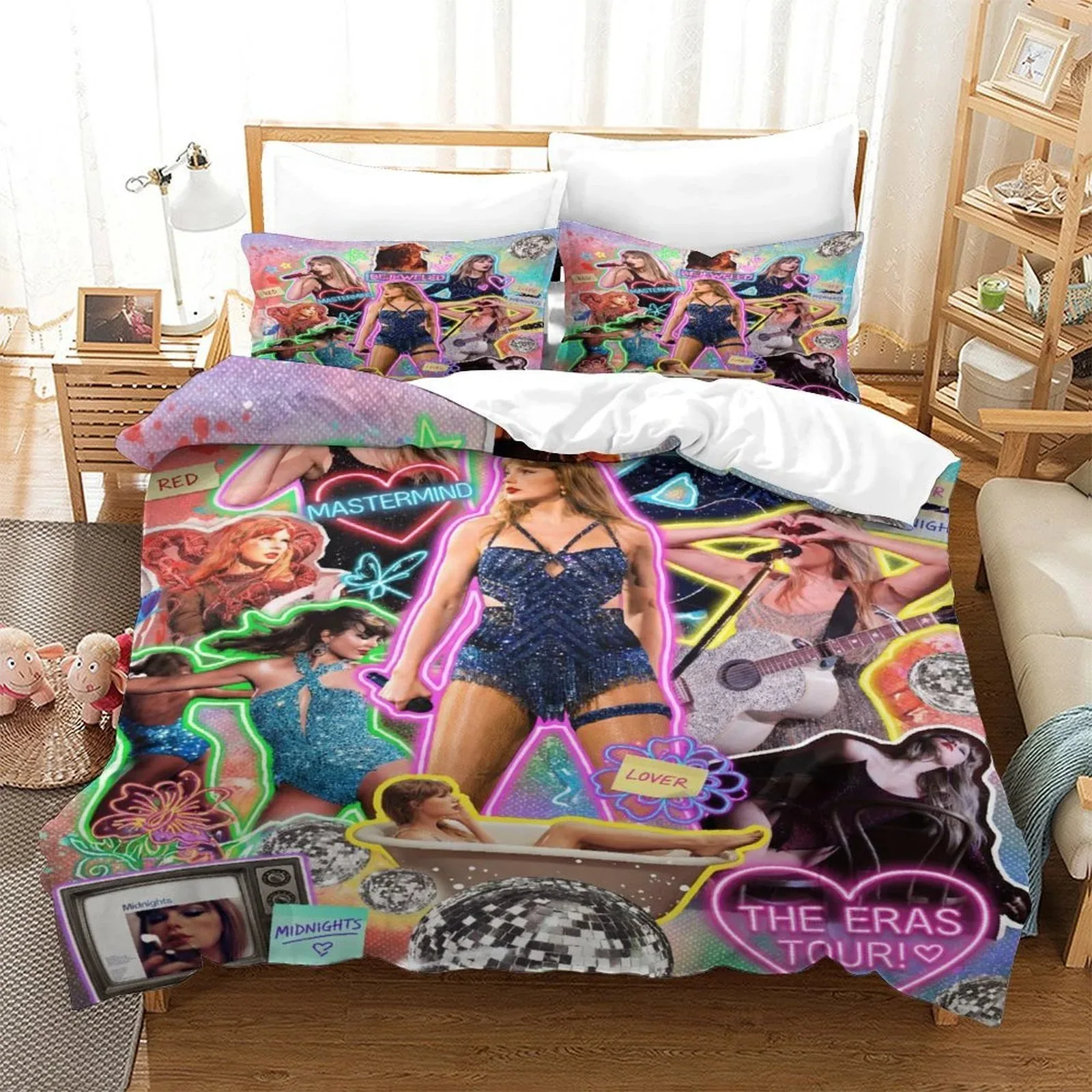 Taylor Swift Bejeweled Neon Collage Duvet Cover Set - Image 2