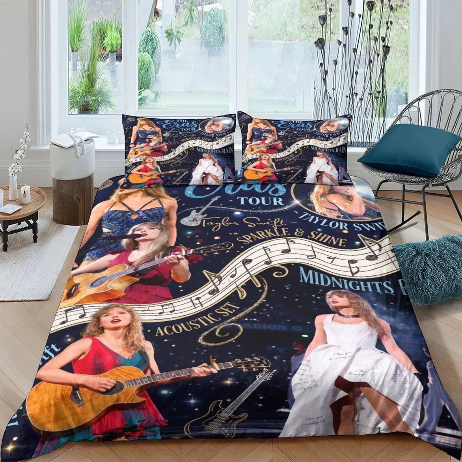 Taylor Swift Midnights Notes Navy Duvet Cover Set - Image 2