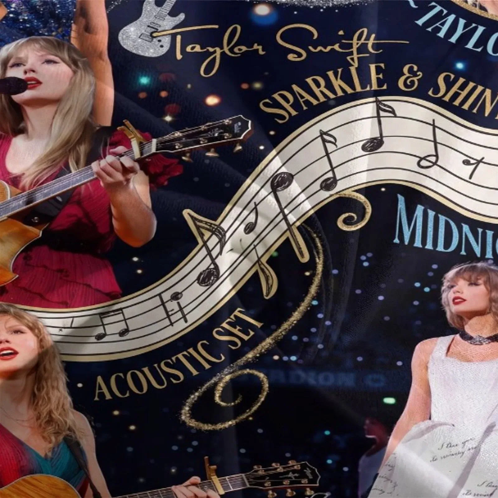 Taylor Swift Midnights Notes Navy Duvet Cover Set - Image 3