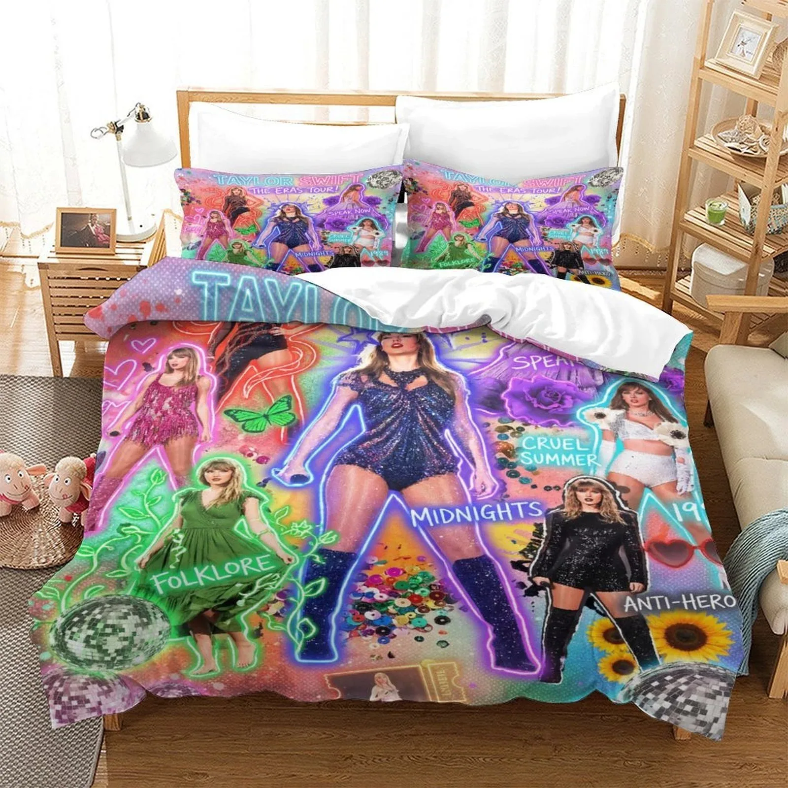Taylor Swift Eras Neon Rainbow Duvet Cover Set - Image 2