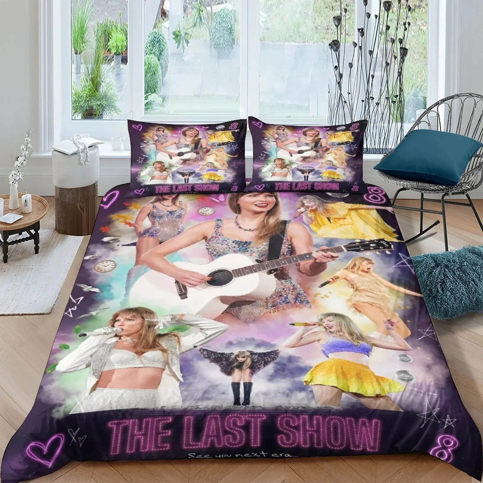 Taylor Swift Last Show White Guitar Duvet Cover Set - Image 1