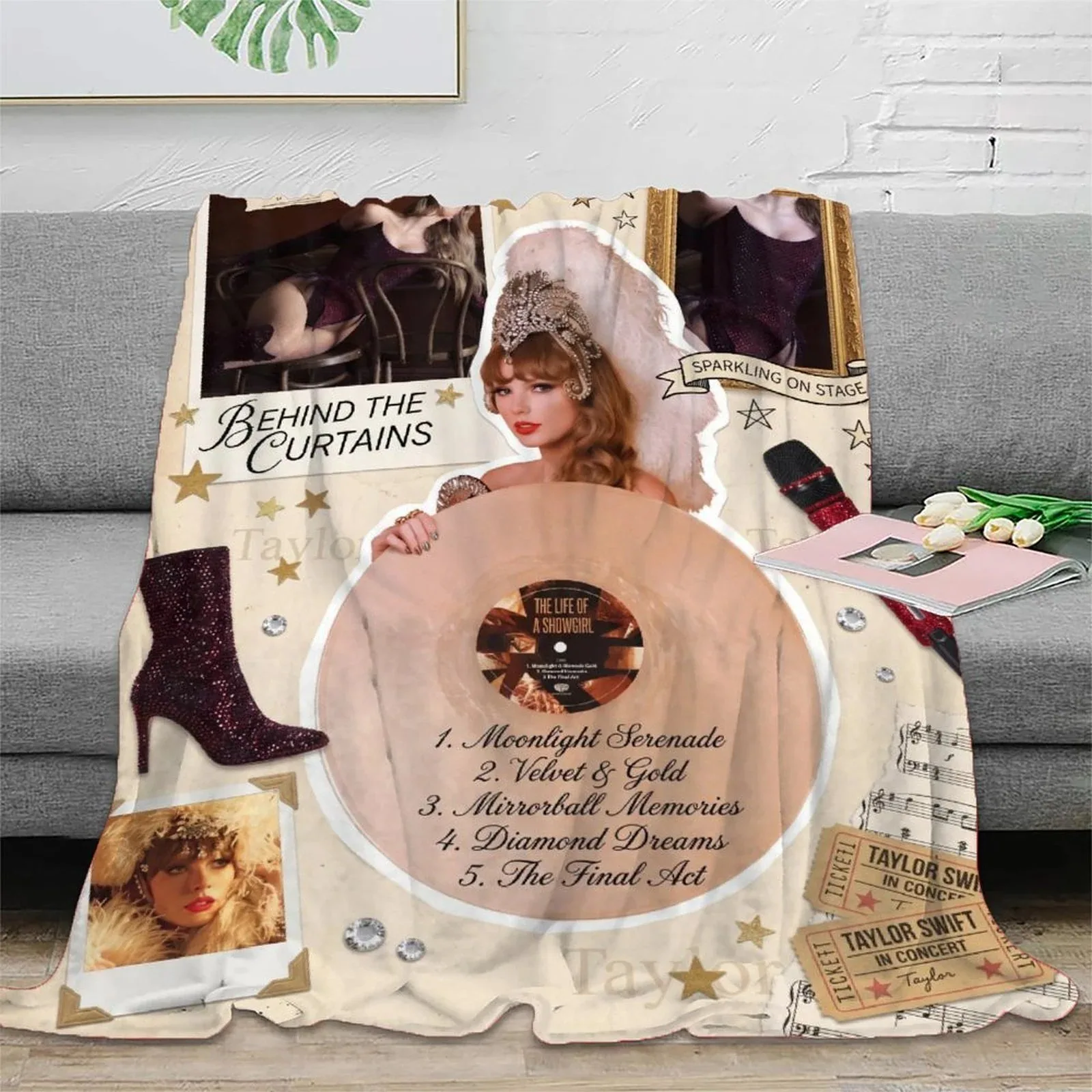 Taylor Swift Vinyl Record Cream Fleece Throw Blanket - Image 2