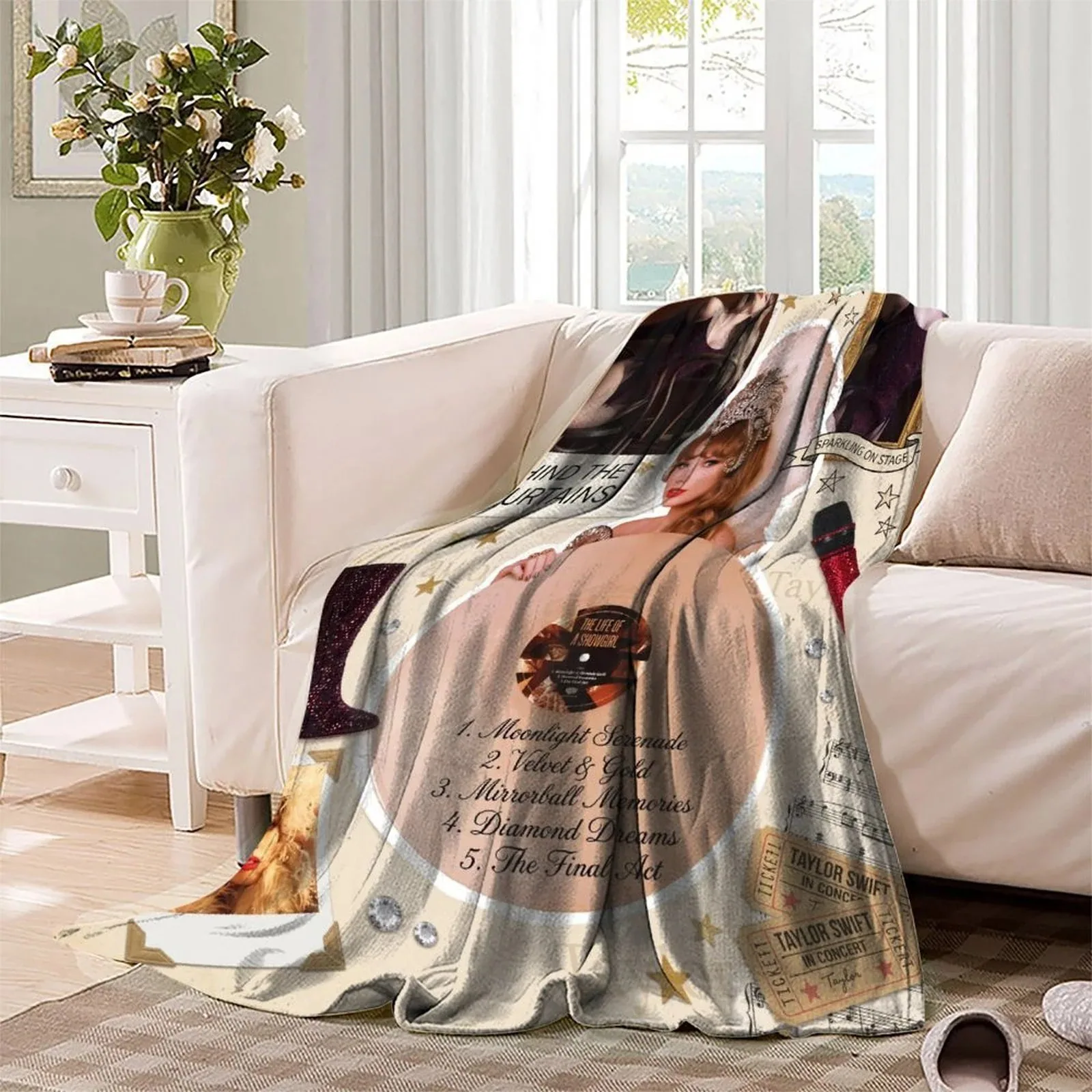 Taylor Swift Vinyl Record Cream Fleece Throw Blanket - Image 3