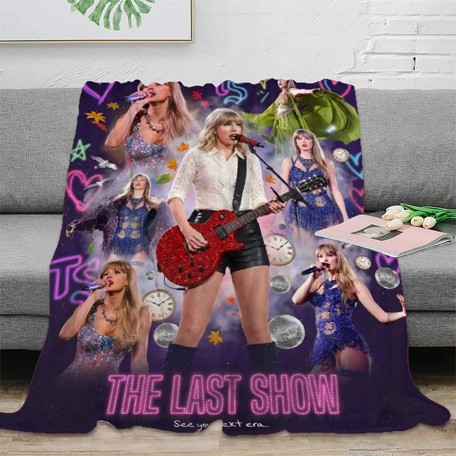 Taylor Swift Last Show Red Guitar Fleece Throw Blanket - Image 2