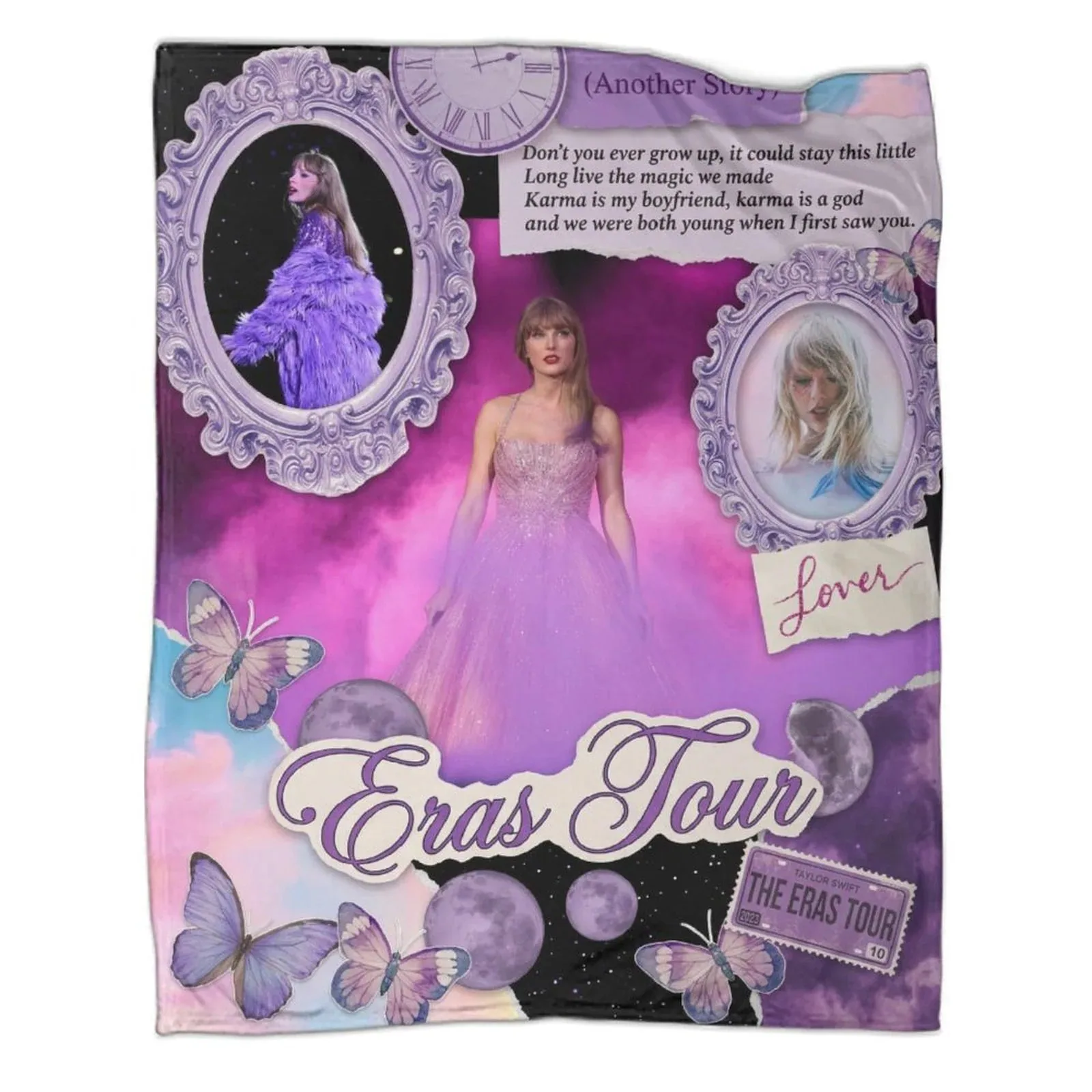 Taylor Swift Eras Tour Lilac Fleece Throw Blanket - Image 1