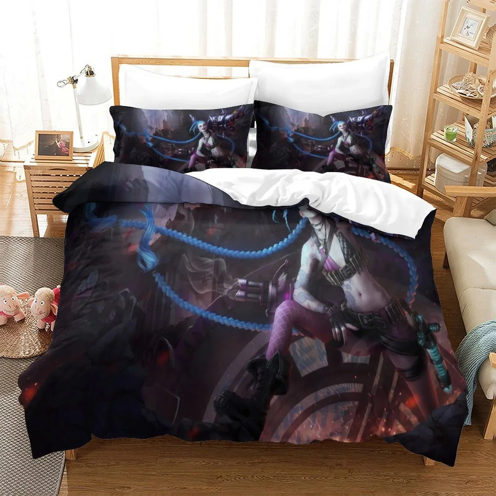 Arcane Jinx Shadow Chains Maroon Duvet Cover Set - Image 2
