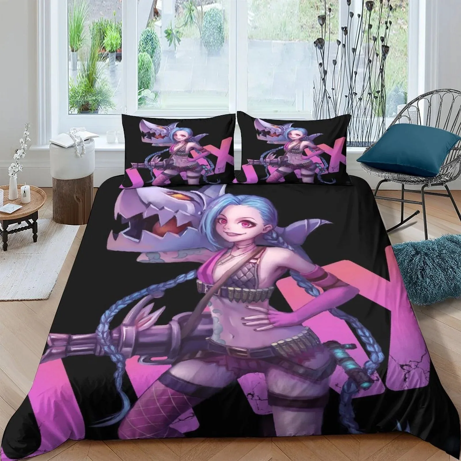 Arcane Jinx Black Magenta X Duvet Cover Set - Image 2