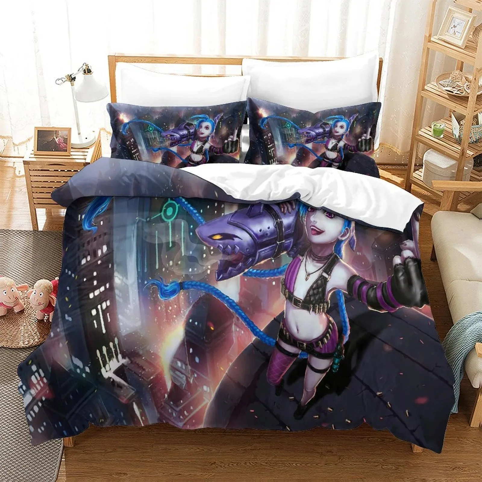 Arcane Jinx Night City Rocket Duvet Cover Set - Image 2