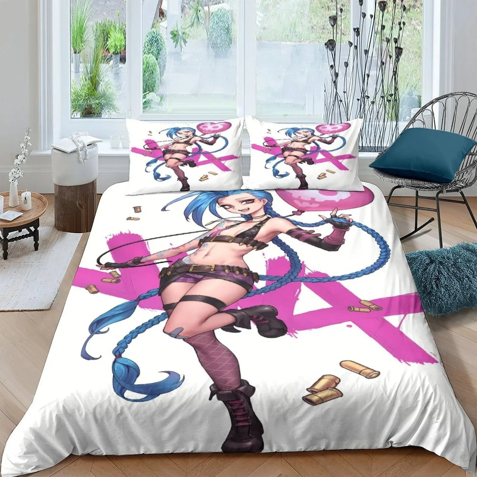 Arcane Jinx White Kick Pose Duvet Cover Set - Image 1