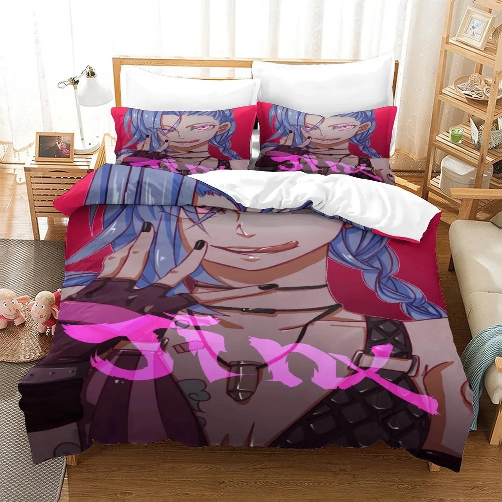 Arcane Jinx Pink Script Close-Up Duvet Cover Set - Image 2