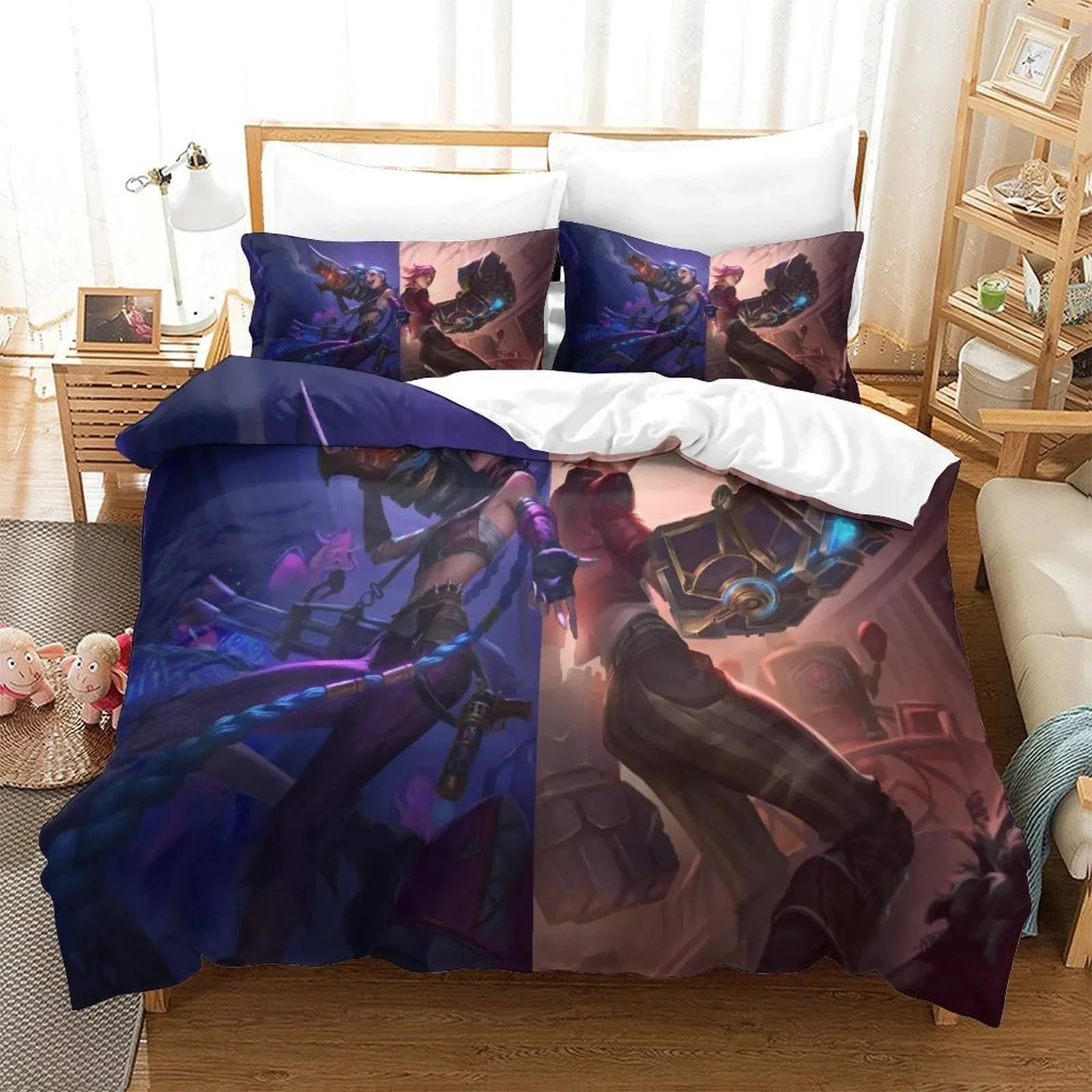 Arcane Jinx Duel Split Purple Duvet Cover Set - Image 2