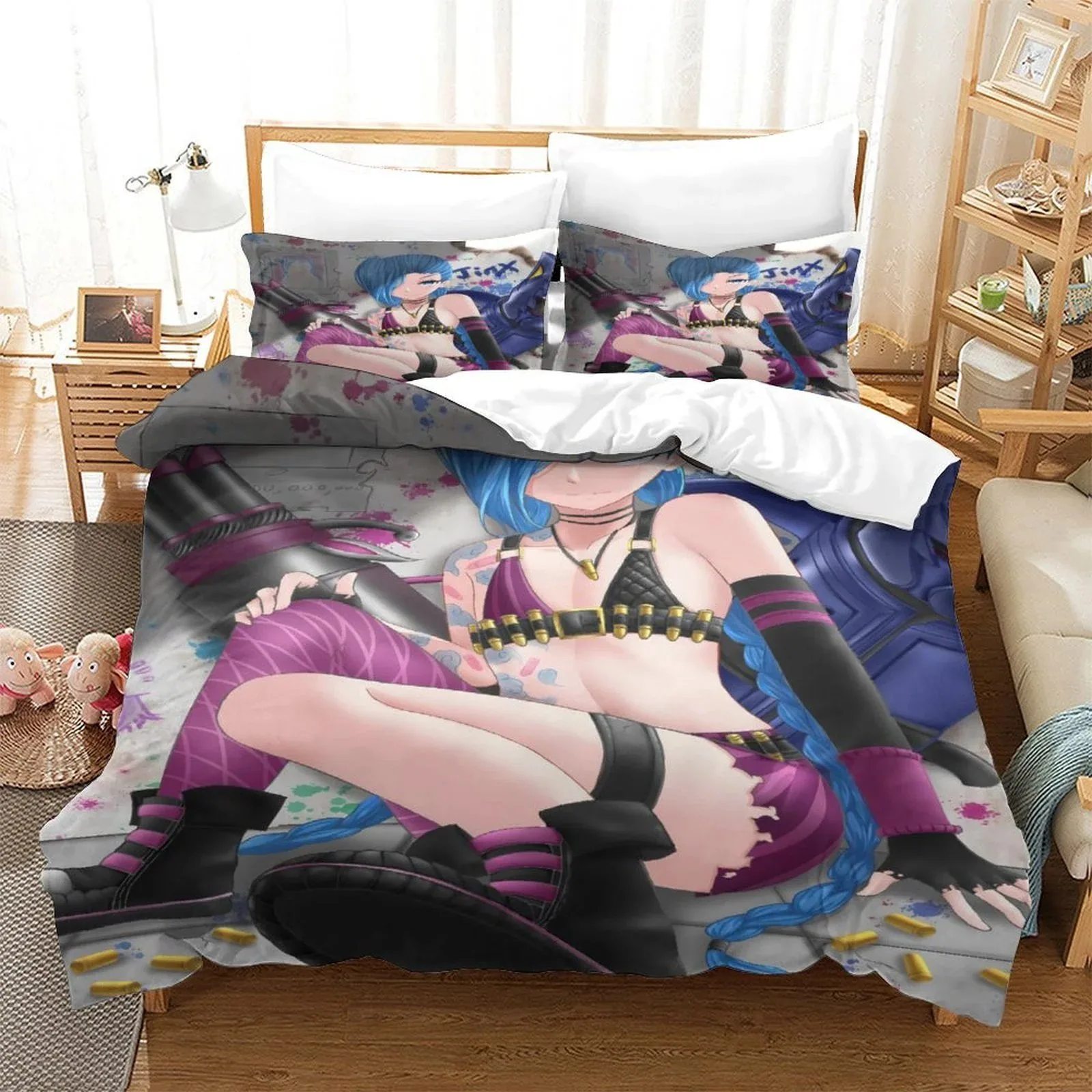 Arcane Jinx Grey Sit Blue Type Duvet Cover Set - Image 2