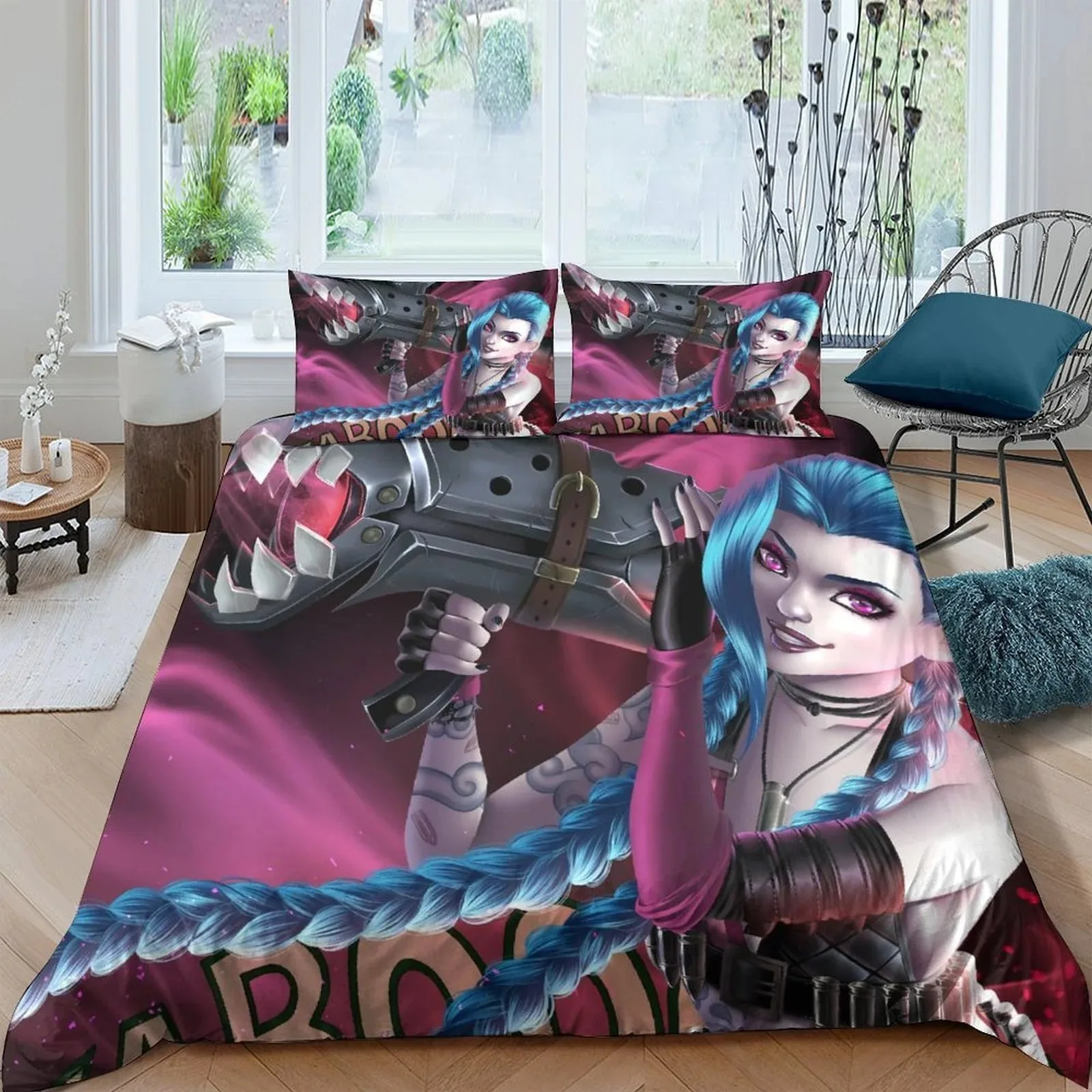 Arcane Jinx Magenta Gunner Duvet Cover Set - Image 2