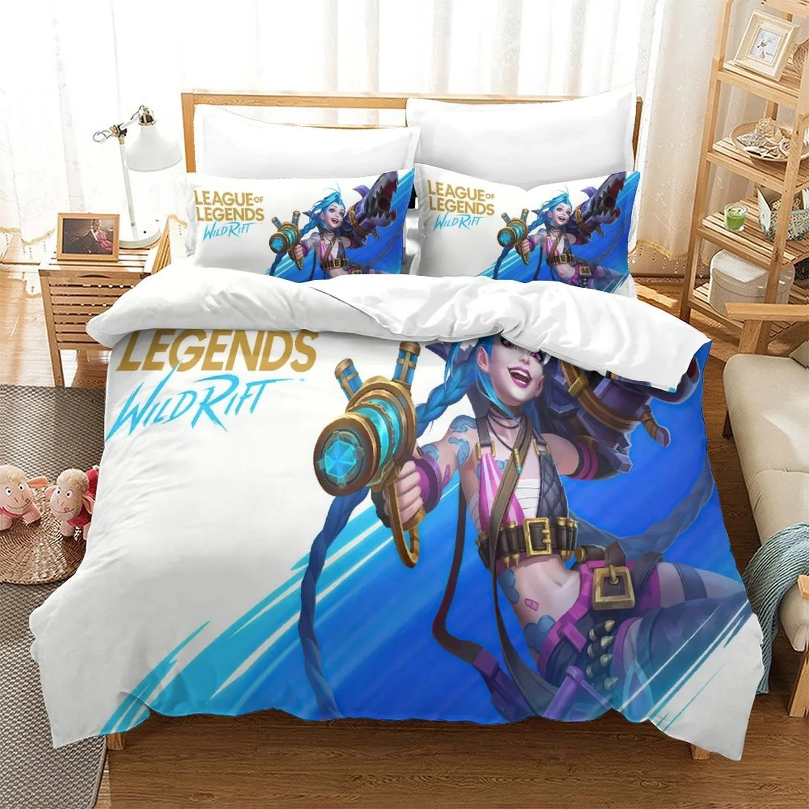 Arcane Jinx Wild Rift White Duvet Cover Set - Image 2