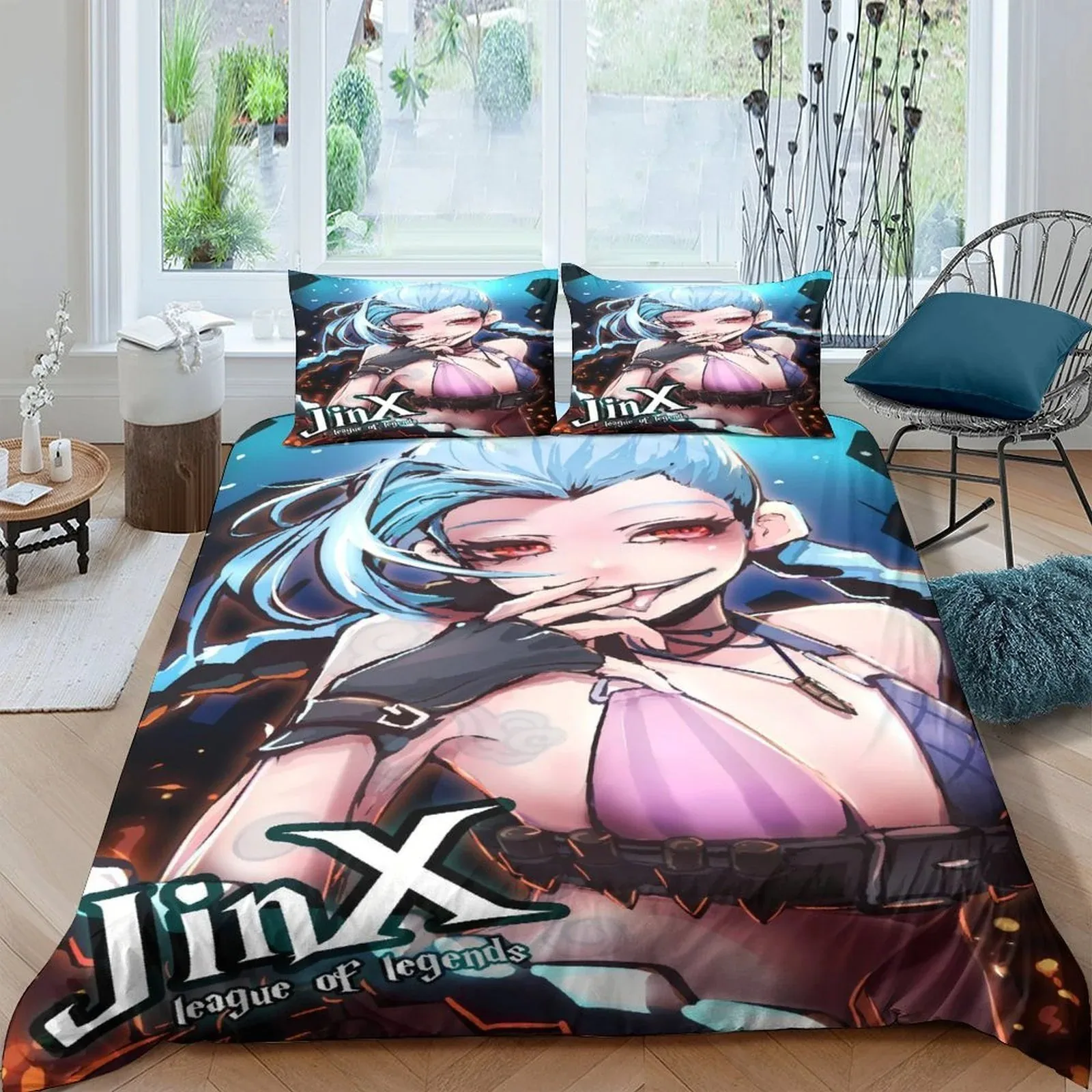 Arcane Jinx League Logo Teal Duvet Cover Set - Image 2