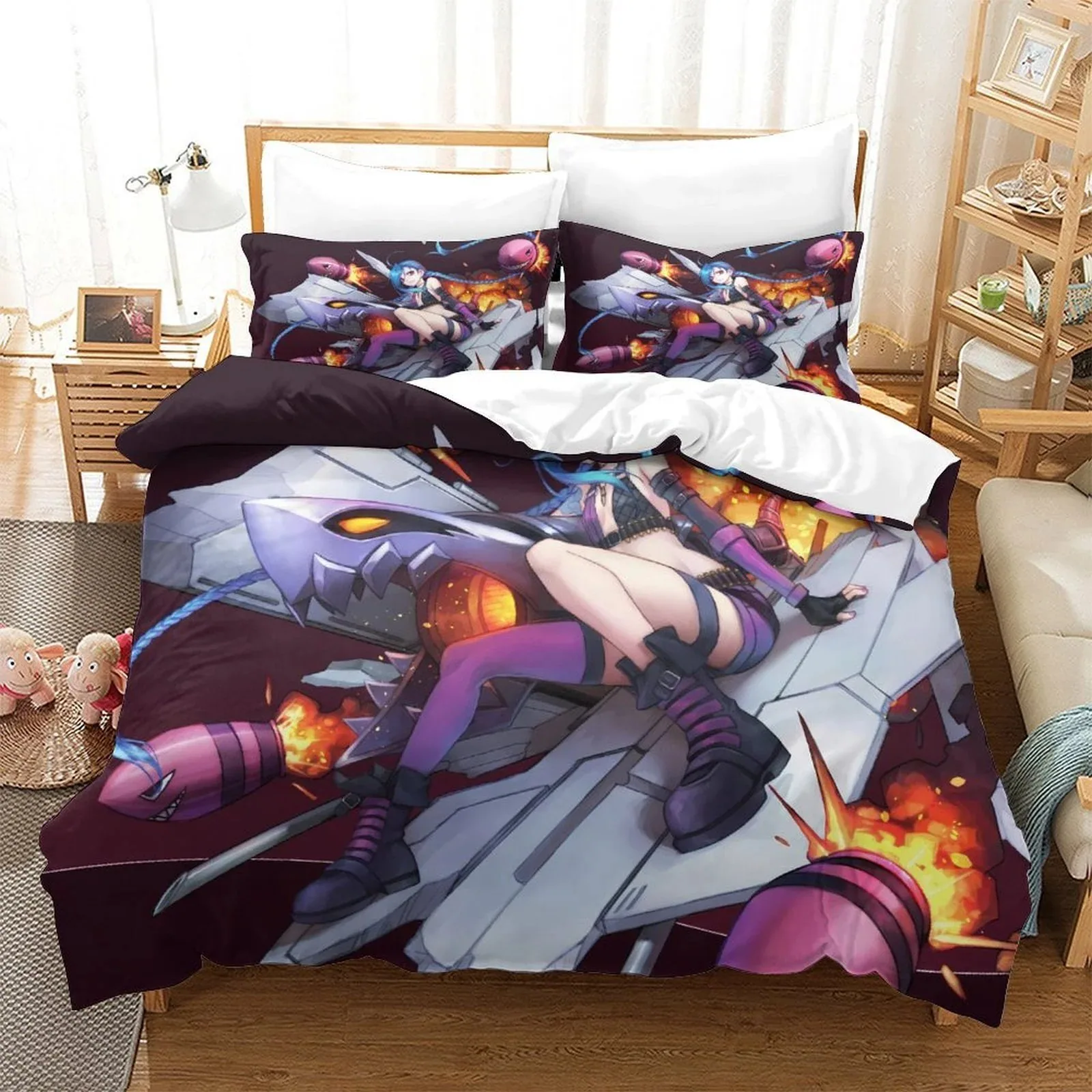 Arcane Jinx Machine Fire Purple Duvet Cover Set - Image 2