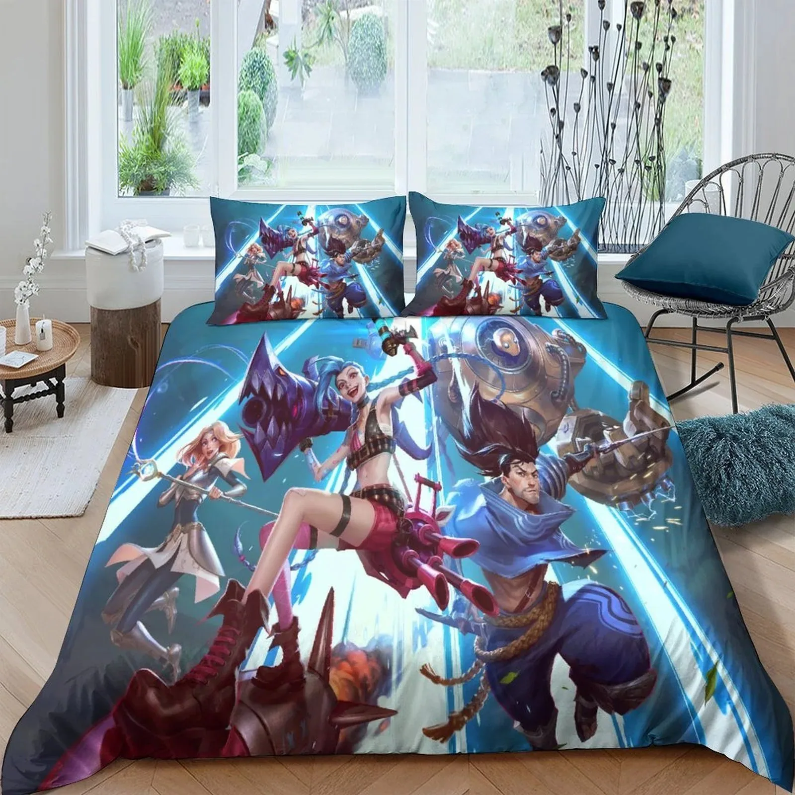 Arcane Jinx Champions Battle Teal Duvet Cover Set - Image 2