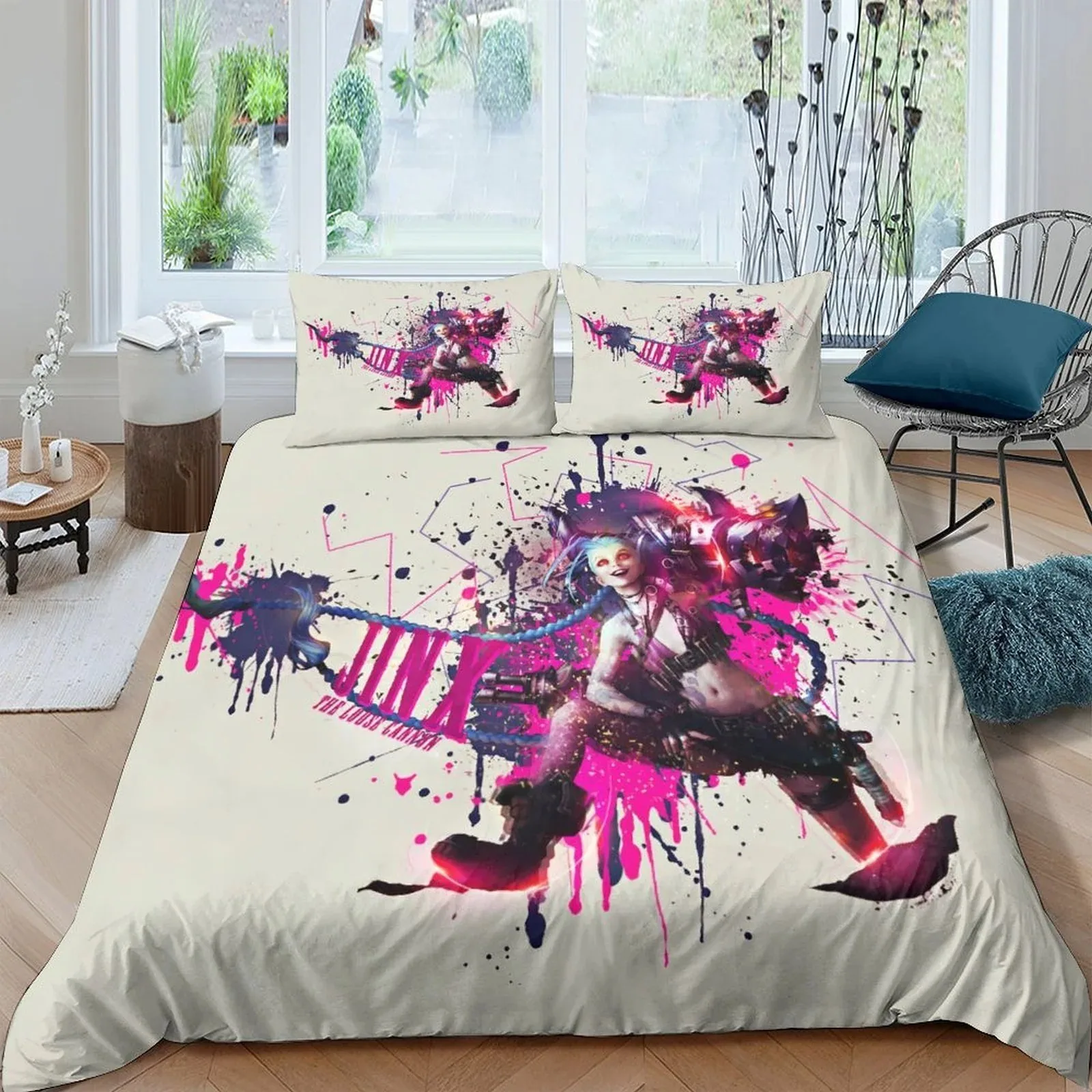 Arcane Jinx Ink Splatter Grey Duvet Cover Set - Image 2