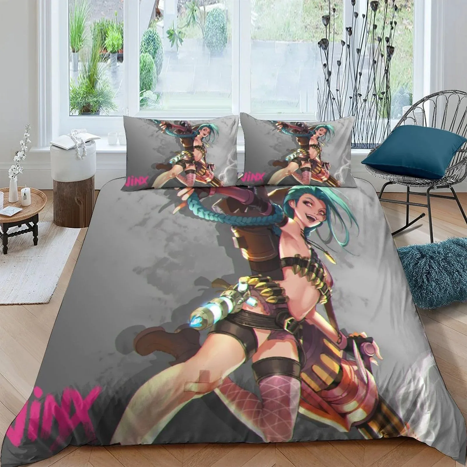 Arcane Jinx Concrete Grey Tag Duvet Cover Set - Image 1