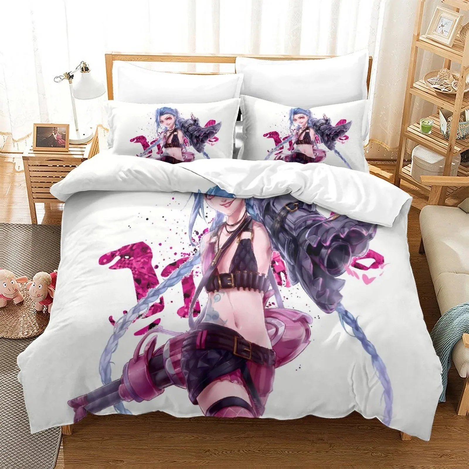 Arcane Jinx Pink Splash White Duvet Cover Set - Image 2