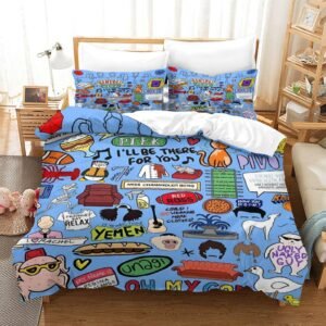 Friends Central Perk Doodle Blue Duvet Cover Set - Image 1