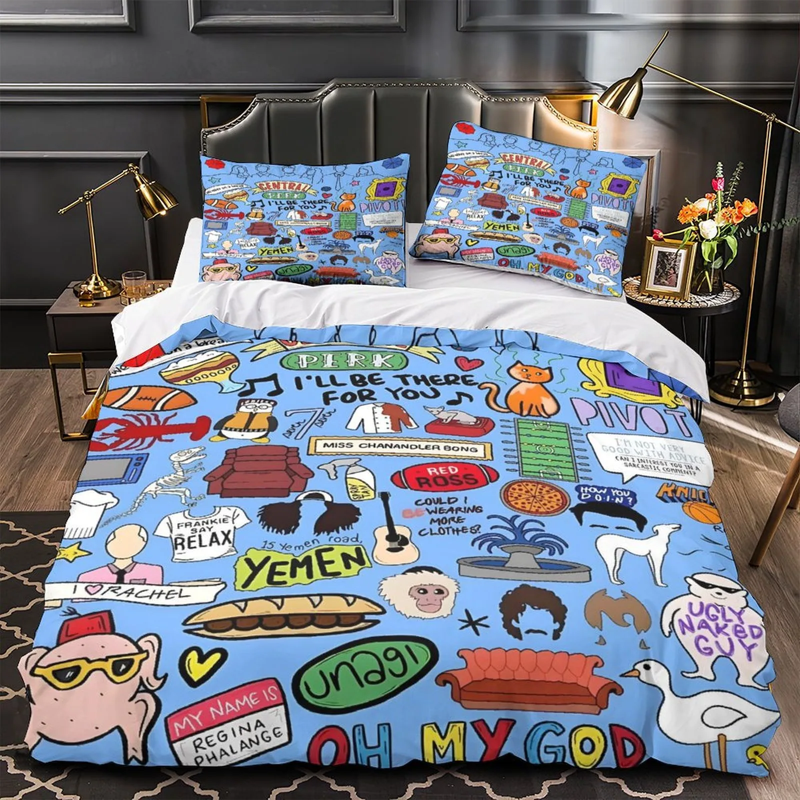 Friends Central Perk Doodle Blue Duvet Cover Set - Image 2