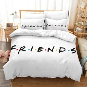 Friends Logo Minimal White Duvet Cover Set - Image 1