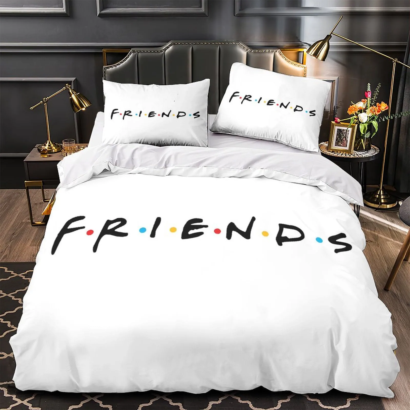 Friends Logo Minimal White Duvet Cover Set - Image 2