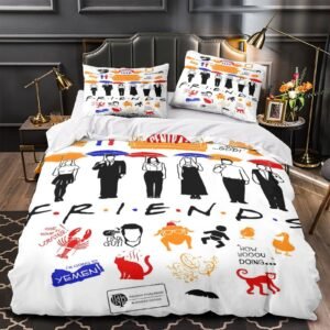 Friends Umbrella Silhouettes White Duvet Cover Set - Image 1
