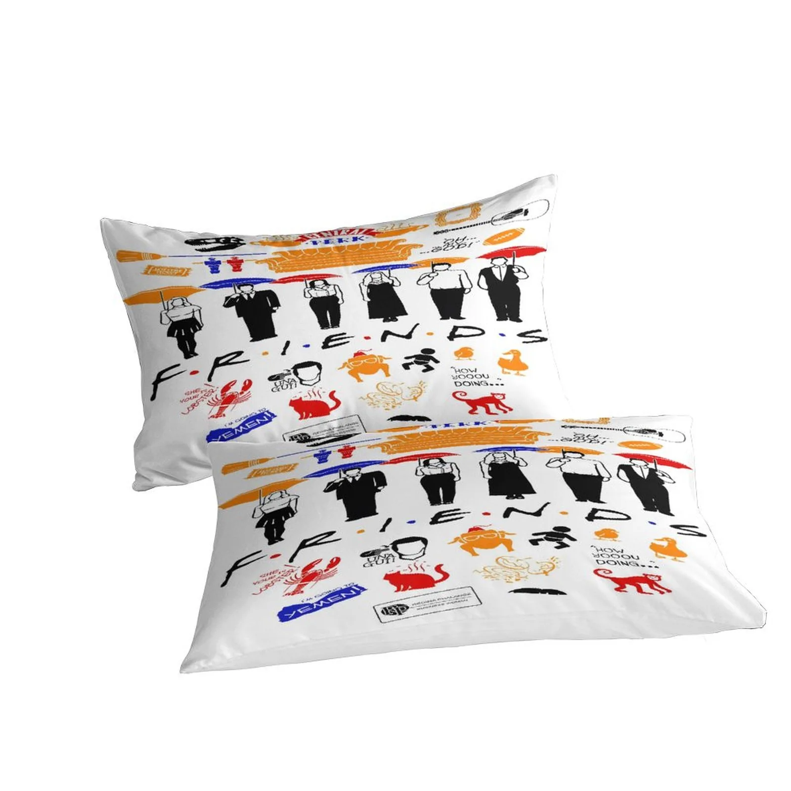 Friends Umbrella Silhouettes White Duvet Cover Set - Image 2