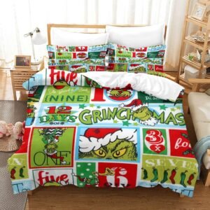 Grinch 12 Days of Grinchmas Patchwork Duvet Cover Set - Image 1
