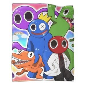 Rainbow Friends Big Faces Pastel Sky Fleece Throw Blanket - Image 1